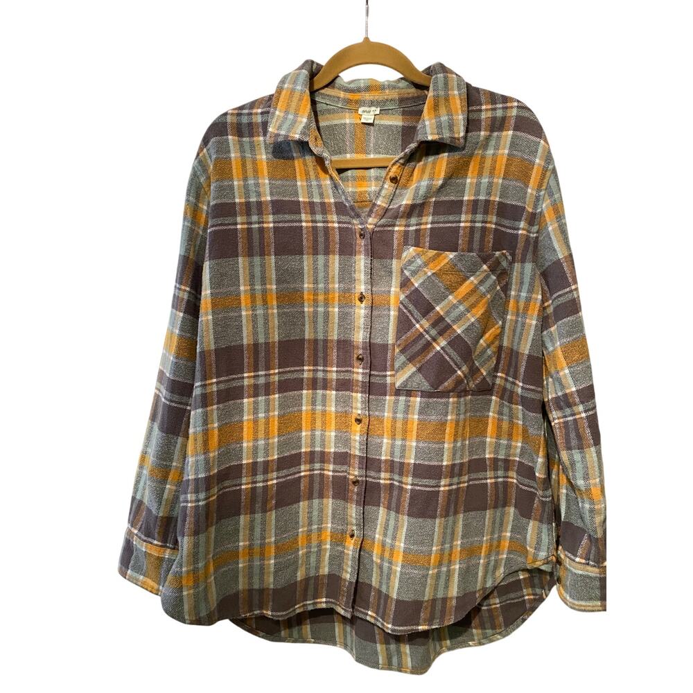 Aerie Medium Oversized Relaxed Fit Flannel Button Down Medium